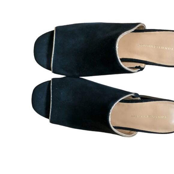 Tommy Hilfiger Sayna dressy open toe mules black with gold trim size 8 - Picture 3 of 12